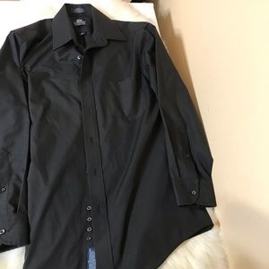Stafford wrinkle free black long sleeve